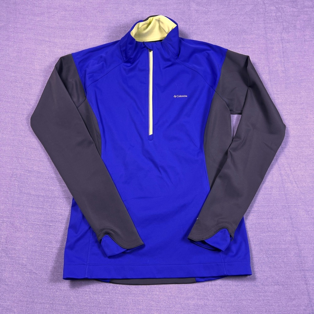 Columbia Omni-Wind Block Half Zip Mock Neck Pullover Womens Large Purple Gray